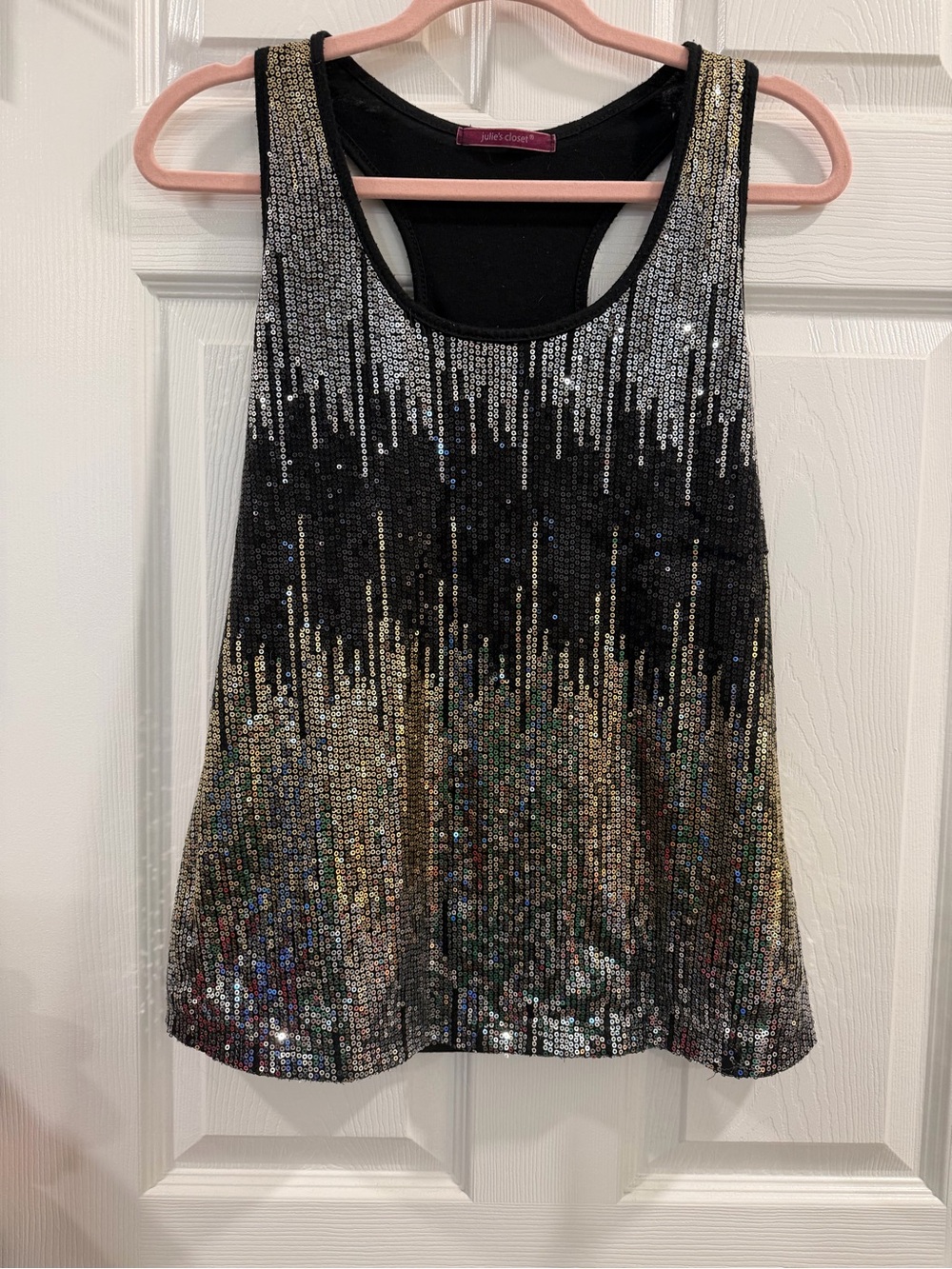 JB by Julie Brown Black Sequin Tank with Silver and Gold Ombre